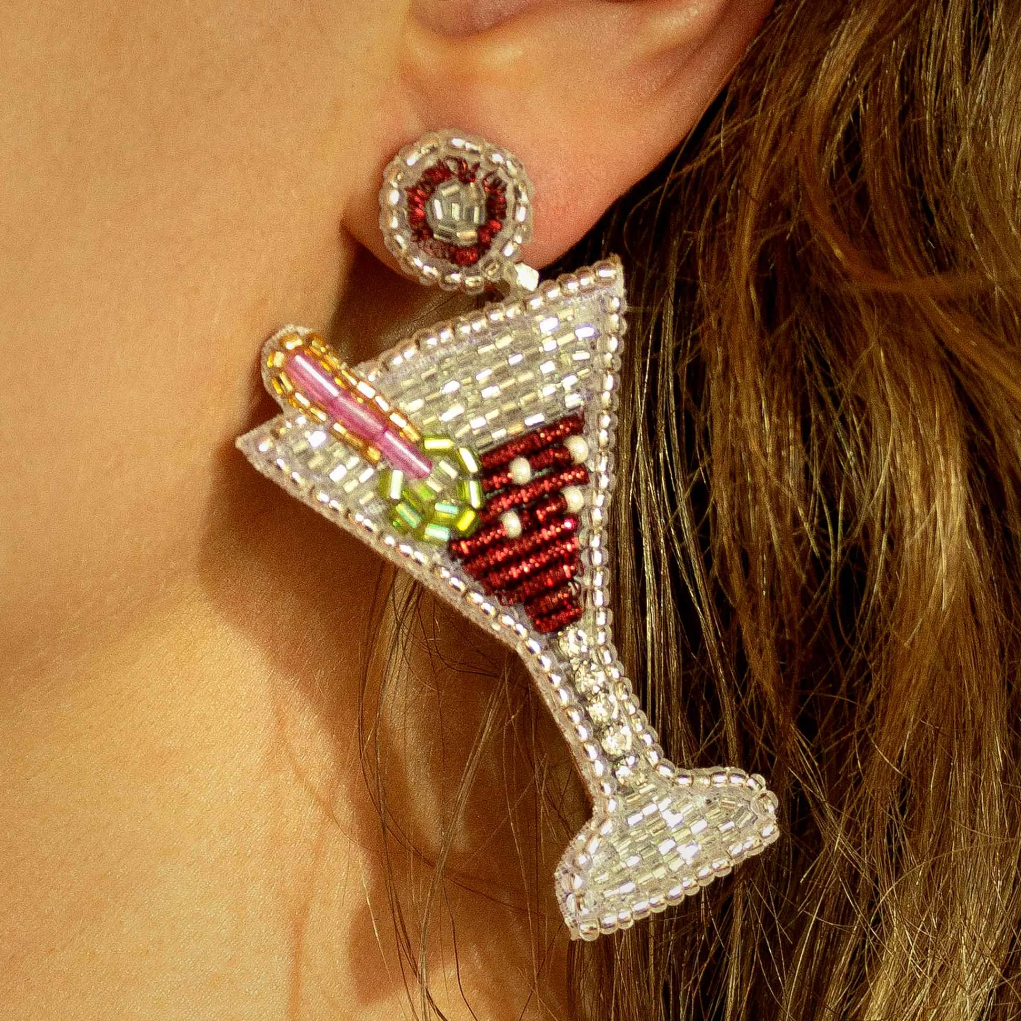 My Doris Beaded Martini Earrings New
