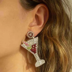 My Doris Beaded Martini Earrings New