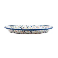 Kapka Blue Dot Enamel Oval Serving Tray, 31cm Discount