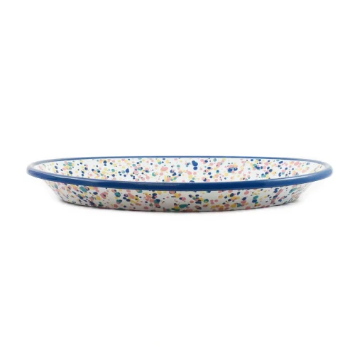 Kapka Blue Dot Enamel Oval Serving Tray, 31cm Discount