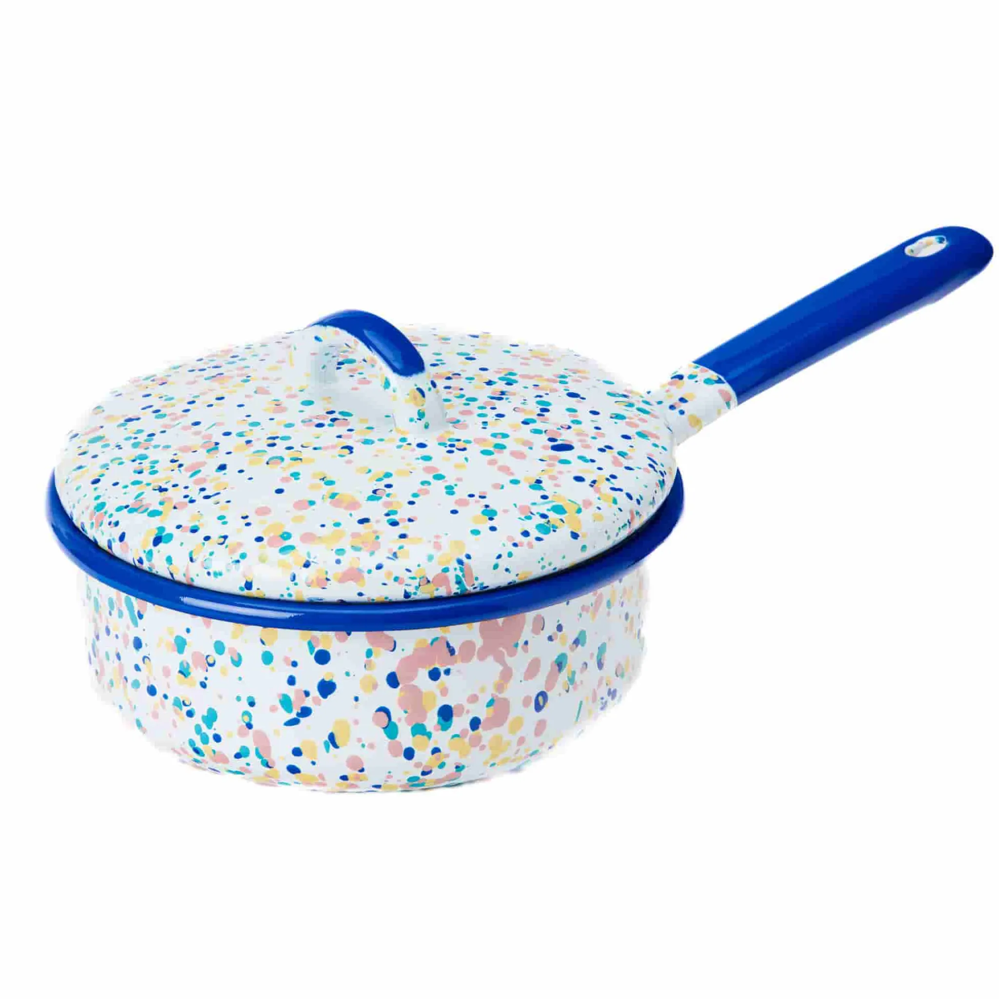 Kapka Enamel Blue Dot Enamel Saute Pan with Lid, 16cm Outlet