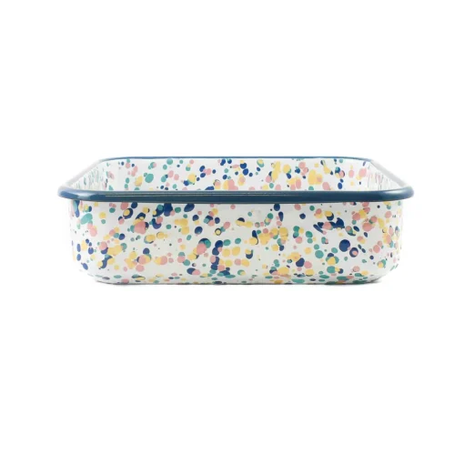 Kapka Blue Dot Enamel Square Roasting & Serving Dish, 21cm Hot