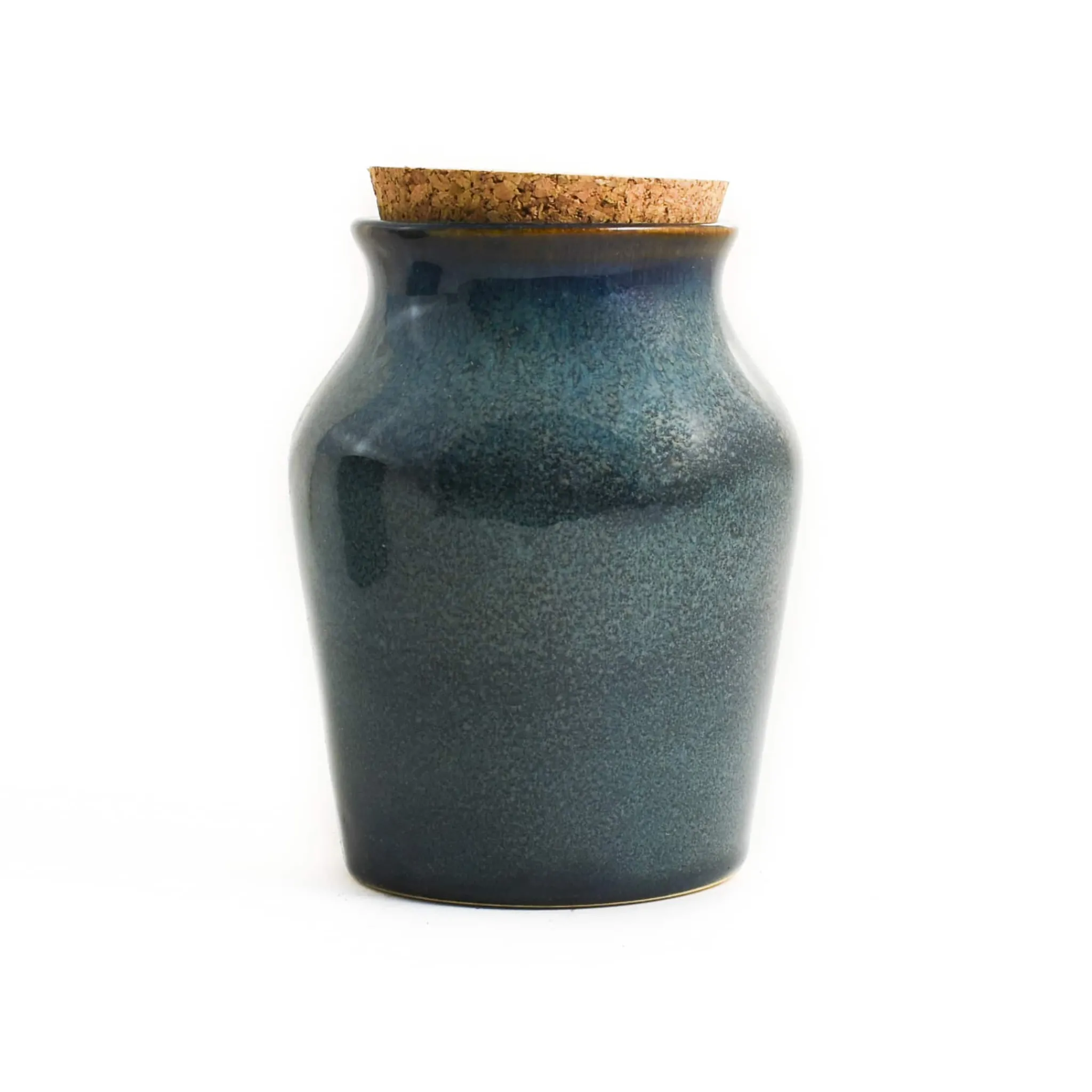 Ceramica Nicola Blue Glaze Salt Pot with Cork Lid New