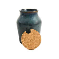Ceramica Nicola Blue Glaze Salt Pot with Cork Lid New