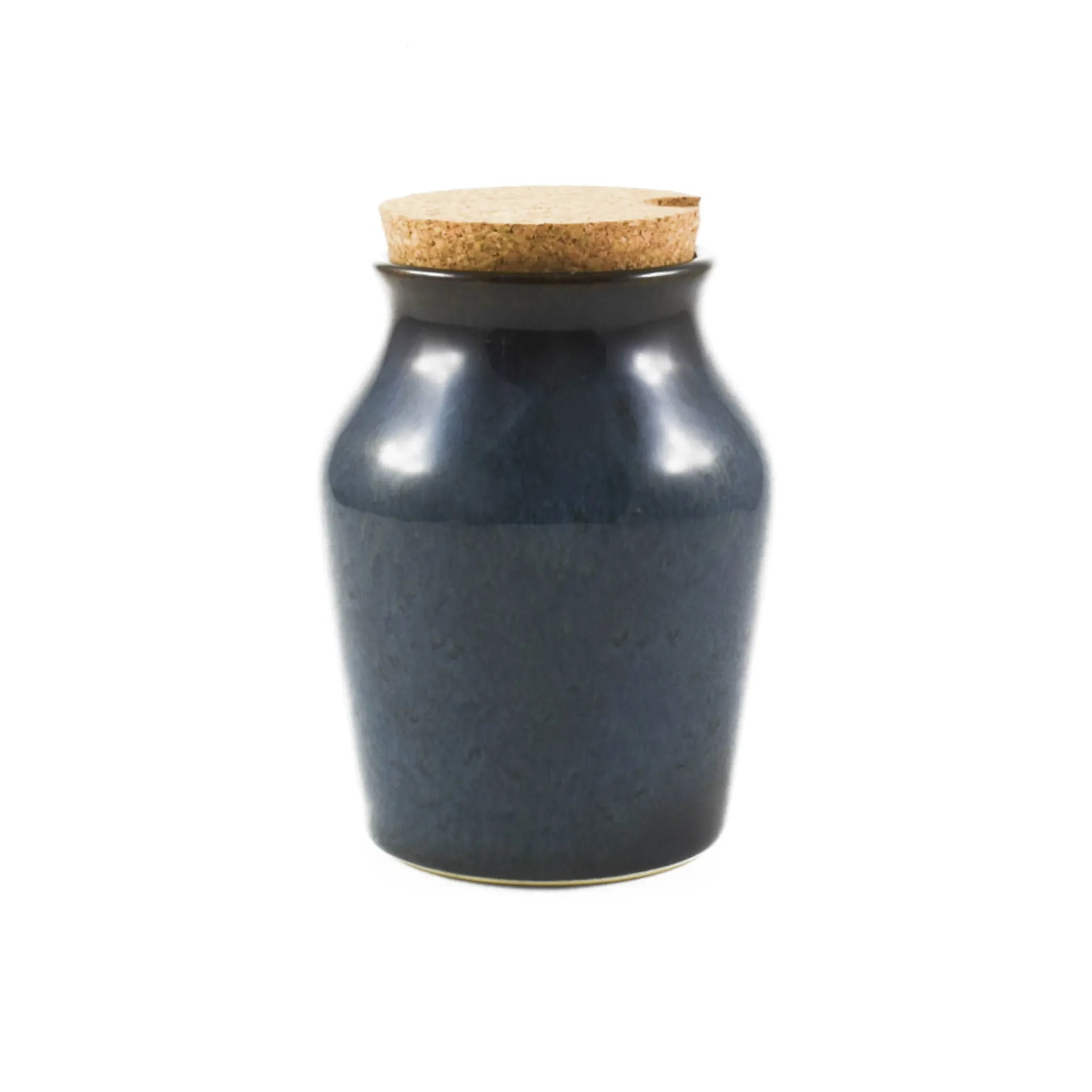 Ceramica Nicola Blue Glaze Salt Pot with Cork Lid New