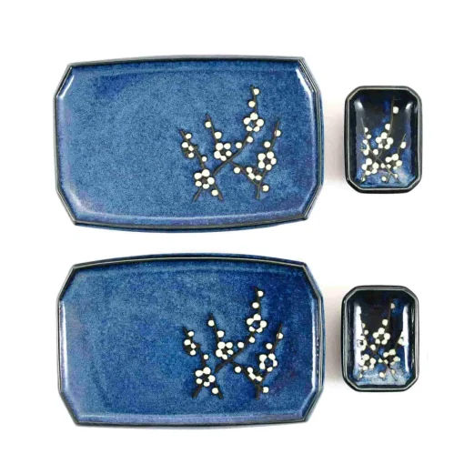 Kiji Stoneware & Ceramics Blue Sakura Sushi Serving Set Hot