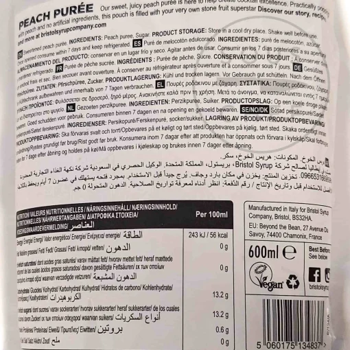 Bristol Syrup Co Peach Puree, 600ml Online
