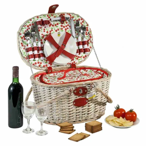 Les Jardin de la Comtesse Cheverny Cherry Print Picnic Basket, 4 Person Online