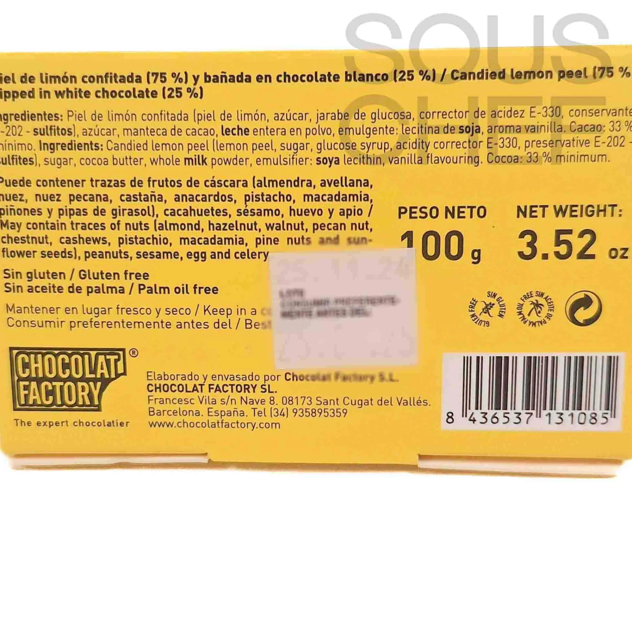 Chocolat Factory White Chocolate Covered Lemon Peel, 110g Clearance