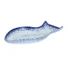 Turkish Tableware Cobalt Blue Rim Glass Fish Serving Dish, 20x12.5cm Clearance