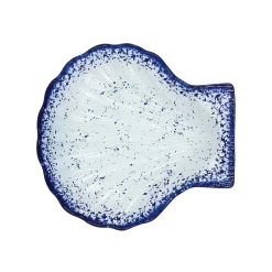 Turkish Tableware Cobalt Blue Rim Glass Scallop Serving Dish, 18cm Hot