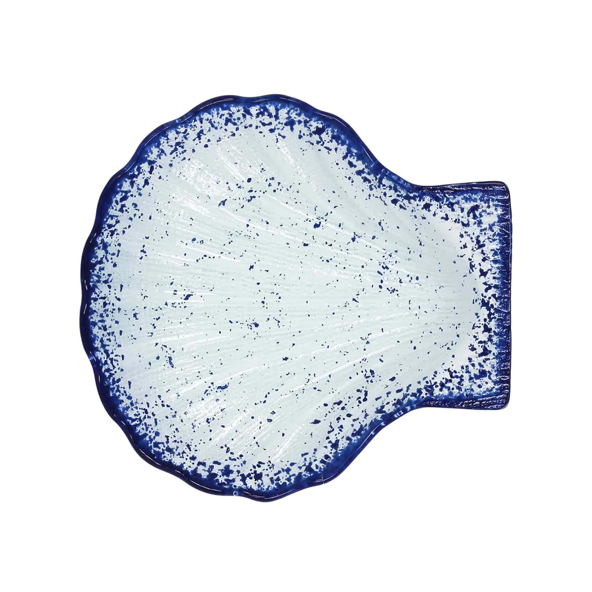 Turkish Tableware Cobalt Blue Rim Glass Scallop Serving Dish, 18cm Hot