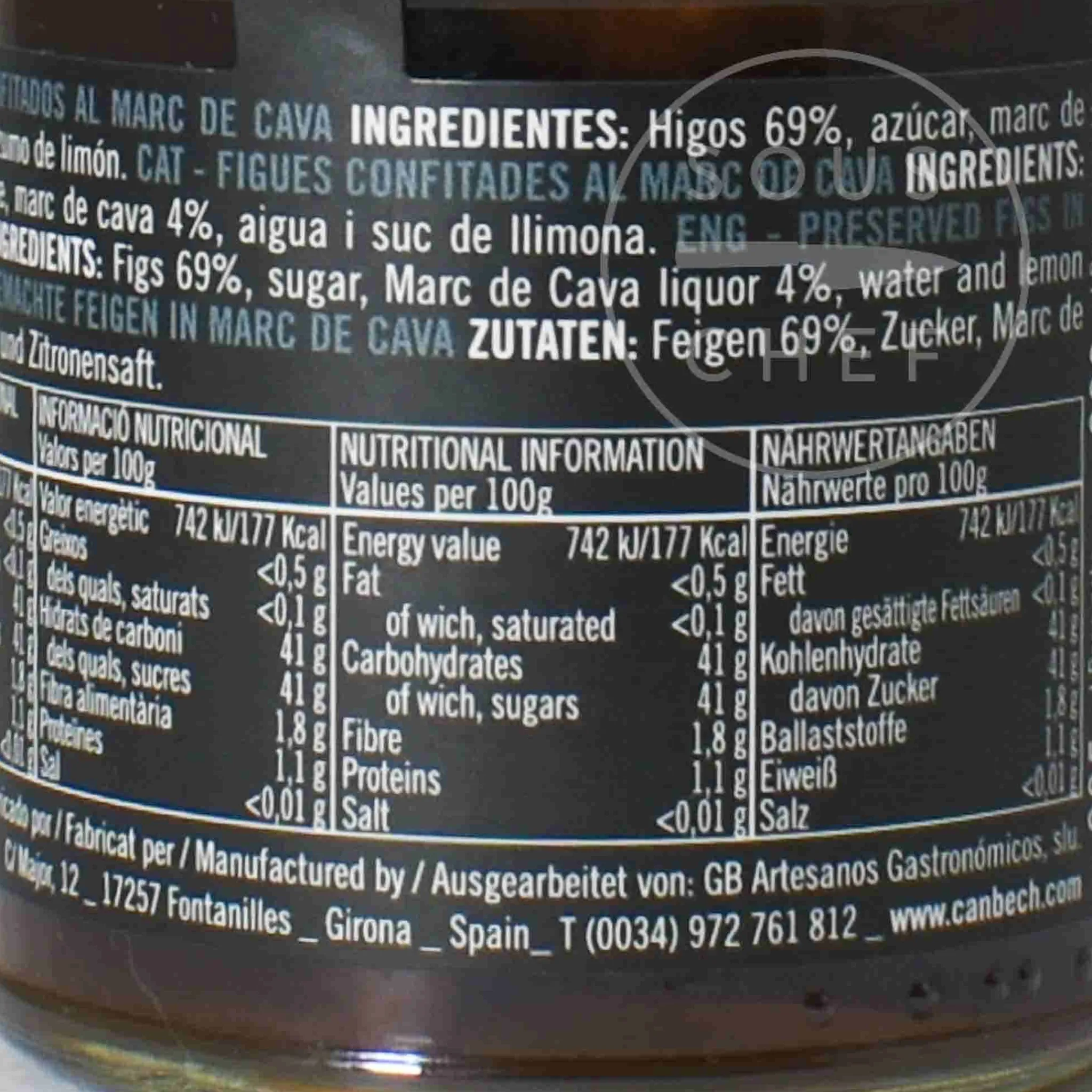 Can Bech Confit Figs in Marc de Cava Brandy, 230g Hot