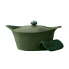 Cookut Lightweight Non-Stick Dutch Oven with Pot Holders, Green, BPA-Free