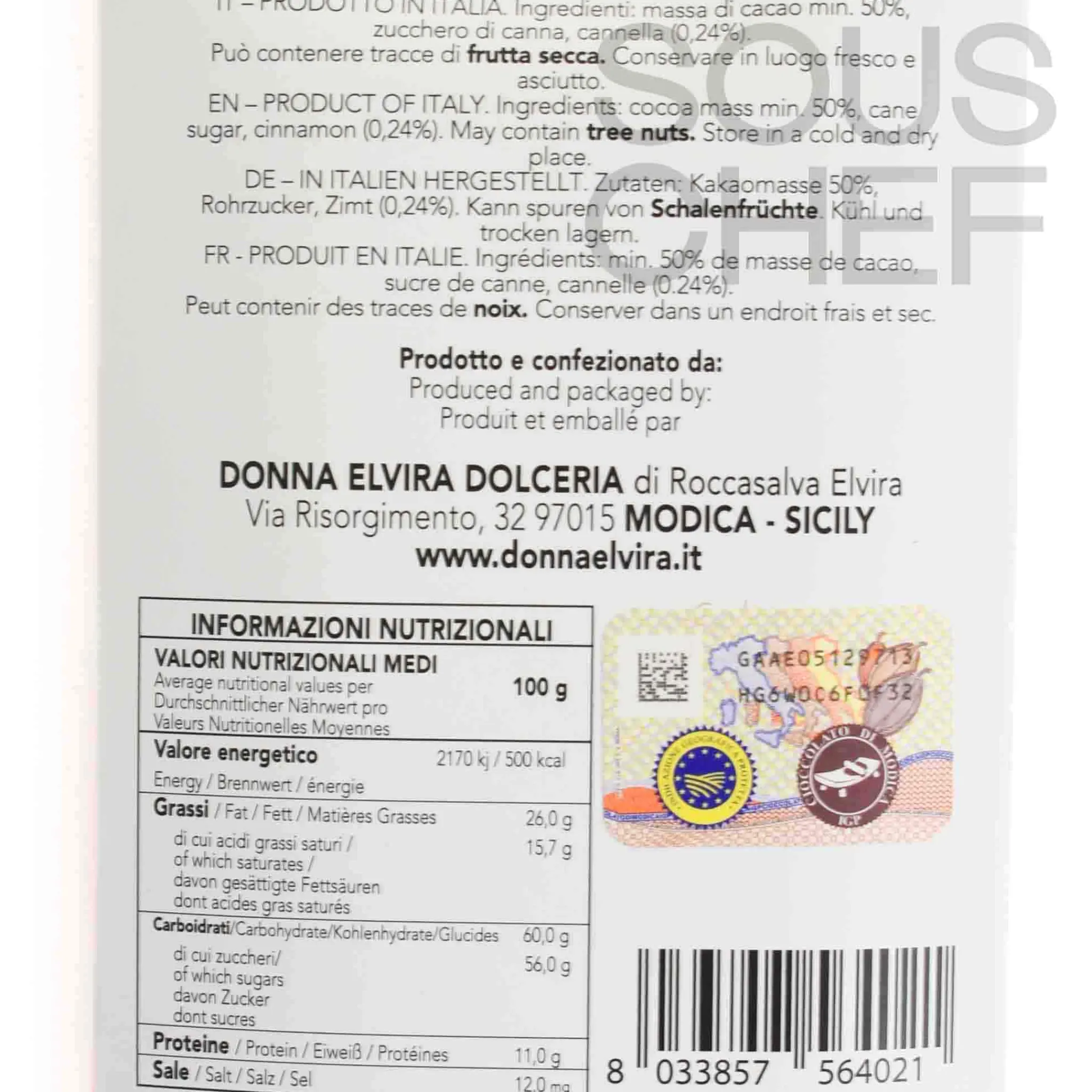 Donna Elvira Cinnamon PGI Modican Chocolate Bar, 70g Best