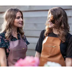 Dutchdeluxes Leather Zipper Apron in Classic Brown Hot