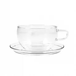 Trendglas Glass Teacup & Saucer, 400ml Discount