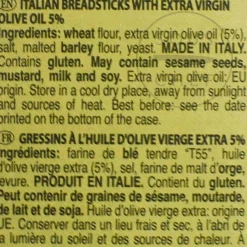 Delizie Bakery SRL Grissini Traditional Extra Virgin Olive Oil Breadsticks, 125g New