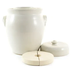 Sauerkraut Pots Handmade Stoneware Fermenting Crock in White 4.5 litre Best
