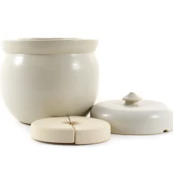 Sauerkraut Pots Handmade Stoneware Fermenting Crock in White 2 litre