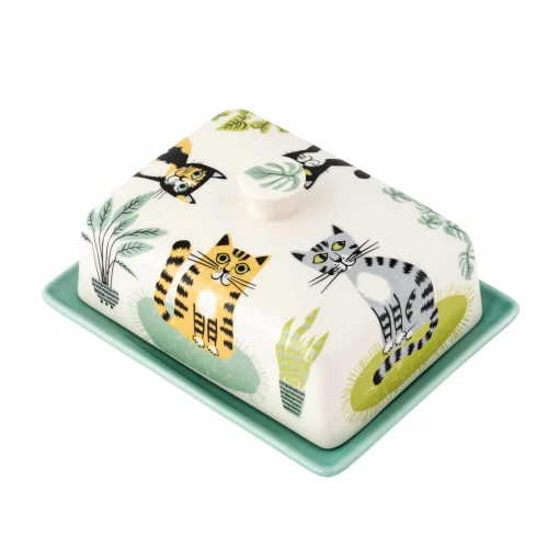 Hannah Turner Cat Butter Dish, 16x12.5cm Clearance