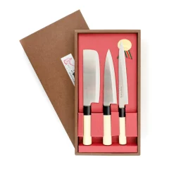 Kiji Stoneware & Ceramics Japanese Knife Trio - Sashimi, Gyuto & Nakiri