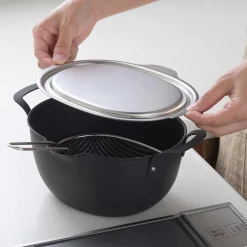 Aikata Japanese Stainless Steel Lid for Tempura Frying Pan, 22cm Best