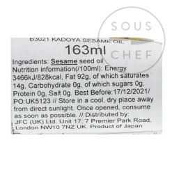 Kadoya Japanese Pure Sesame Oil, 163ml