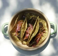 Kapka Enamel Kapka x Sous Chef Colourblock Enamel Frying Pan, 16cm, Green & Pink Best