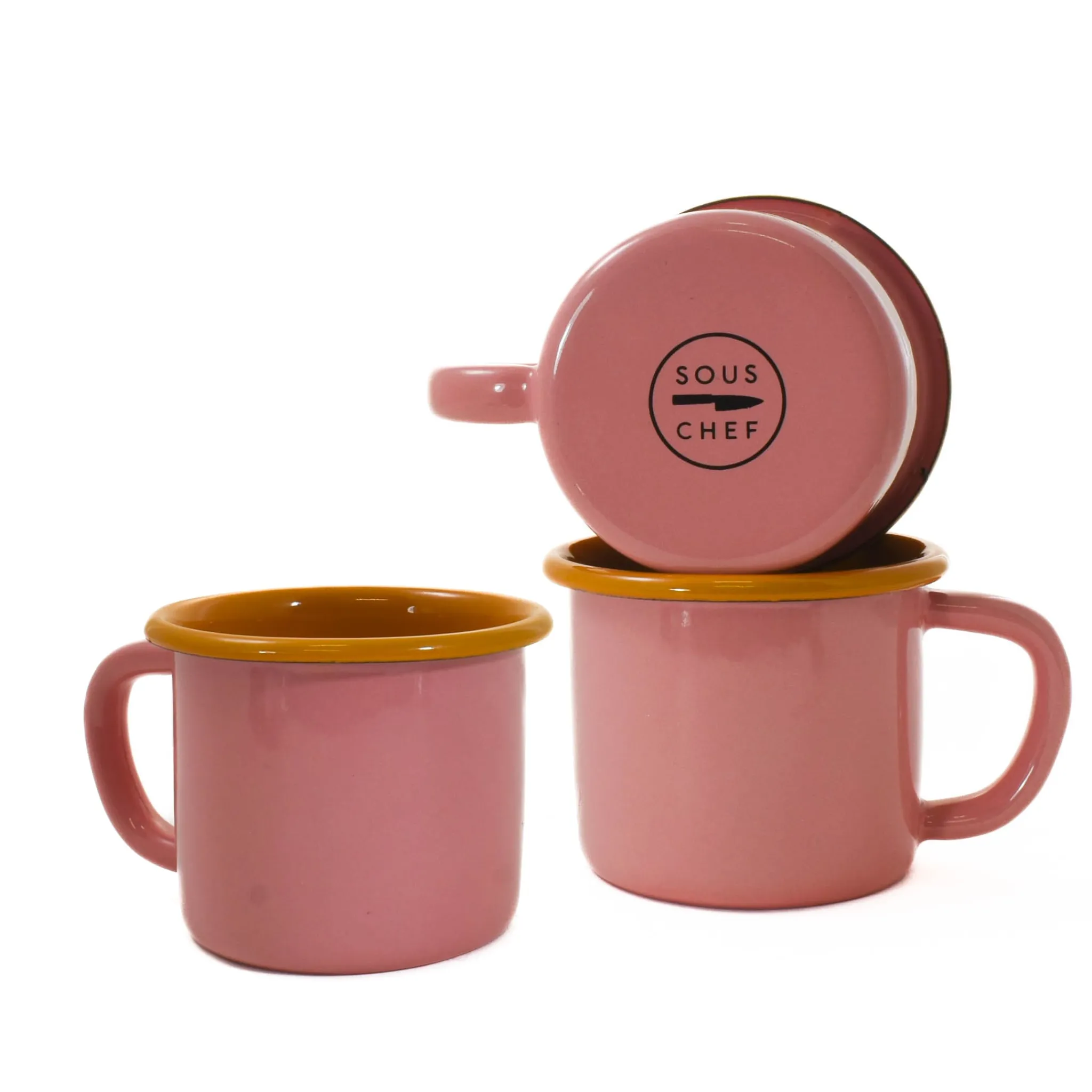 Kapka Enamel Kapka x Sous Chef Colourblock Enamel Mug, Pink & Yellow, 350ml Outlet