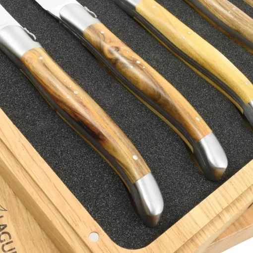 Laguiole en Aubrac Set of 4 Full Handle Steak Knives, Pistachio Wood Outlet