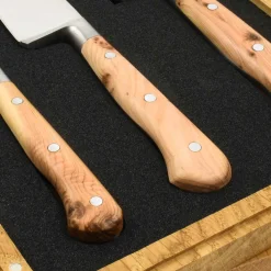 Laguiole en Aubrac Set of 3 Classic Knives in Oak Box, Juniper Best