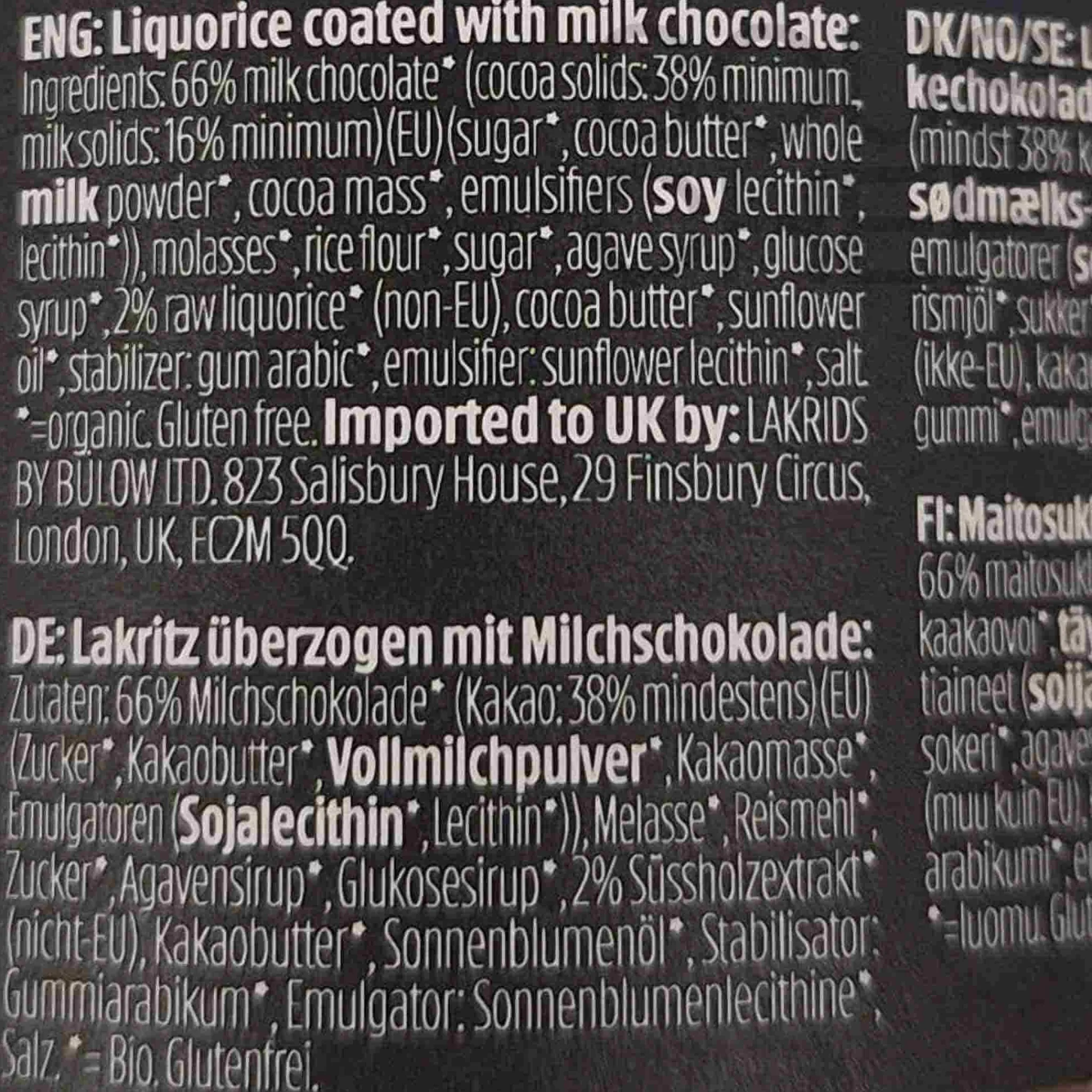 Lakrids Organic Slow Crafted Chocolate Liquorice, 265g New