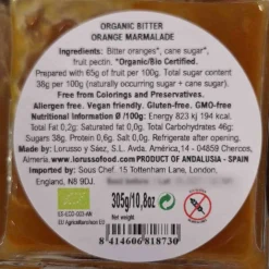 LoRUSSo Organic Artisanal Bitter Orange Jam, 305g New