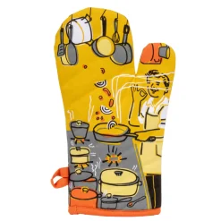 Blue Q Man with a Pan Double Sided Oven Mitt New