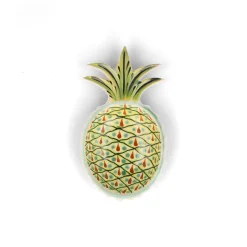 Gorky Pottery Mexican Hand Painted Green and Yellow Pineapple Large Plate, 23cm Hot