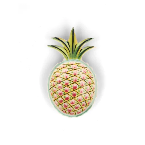 Gorky Pottery Mexican Hand Painted Purple and Yellow Pineapple Large Plate, 23cm Online