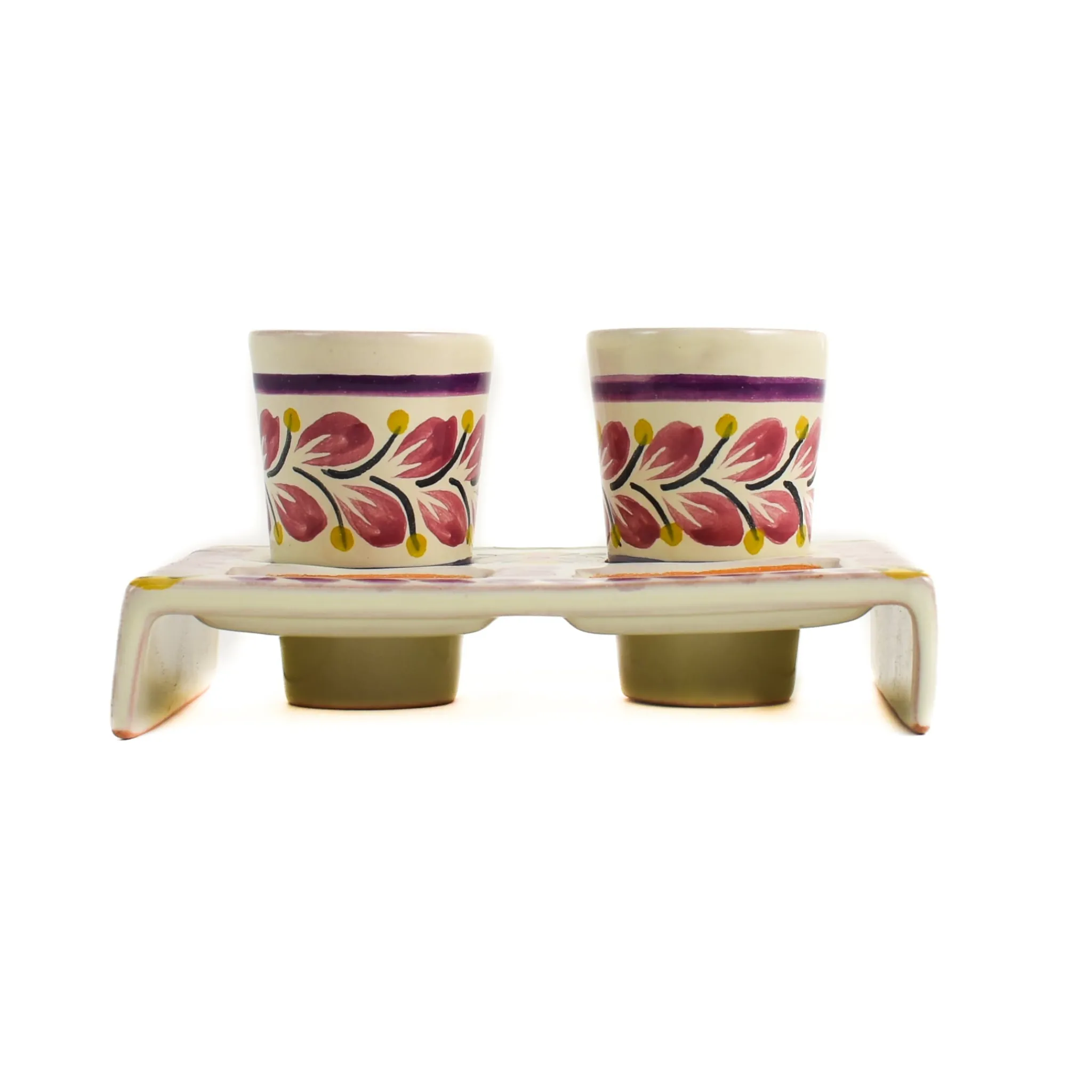 Gorky Pottery Mexican Hand Painted Purple Tequila Cup Set Discount