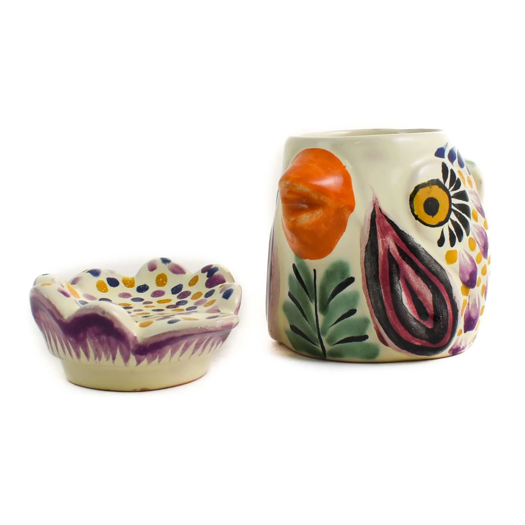 Gorky Pottery Mexican Hand Painted Rooster Sugar Bowl Discount