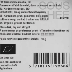 Mill & Mortar Organic Ground Green Cardamom, 30g Clearance