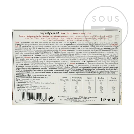 Monin Coffee Syrup Set, 5x50ml