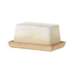 Bloomingville Paula Cream Stoneware Butter Dish New