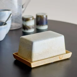 Bloomingville Paula Cream Stoneware Butter Dish New