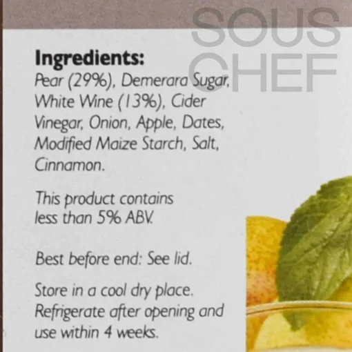 Opies Pear Chutney with White Wine, 1.2kg Hot