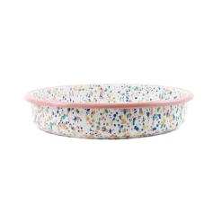 Kapka Pink Dot Enamel Round Roasting & Serving Dish, 28cm Clearance