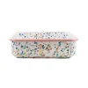 Kapka Pink Dot Enamel Square Roasting & Serving Dish, 21cm Hot