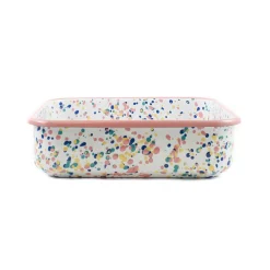 Kapka Pink Dot Enamel Square Roasting & Serving Dish, 21cm Hot