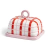 &Klevering Pink Plaid Butter Dish Outlet