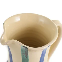 Puglia Handmade Puglia Aquamarine and Blue Stripe Pitcher