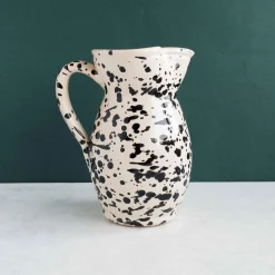 Puglia Handmade Puglia Black Splatter Ceramic Pitcher Outlet
